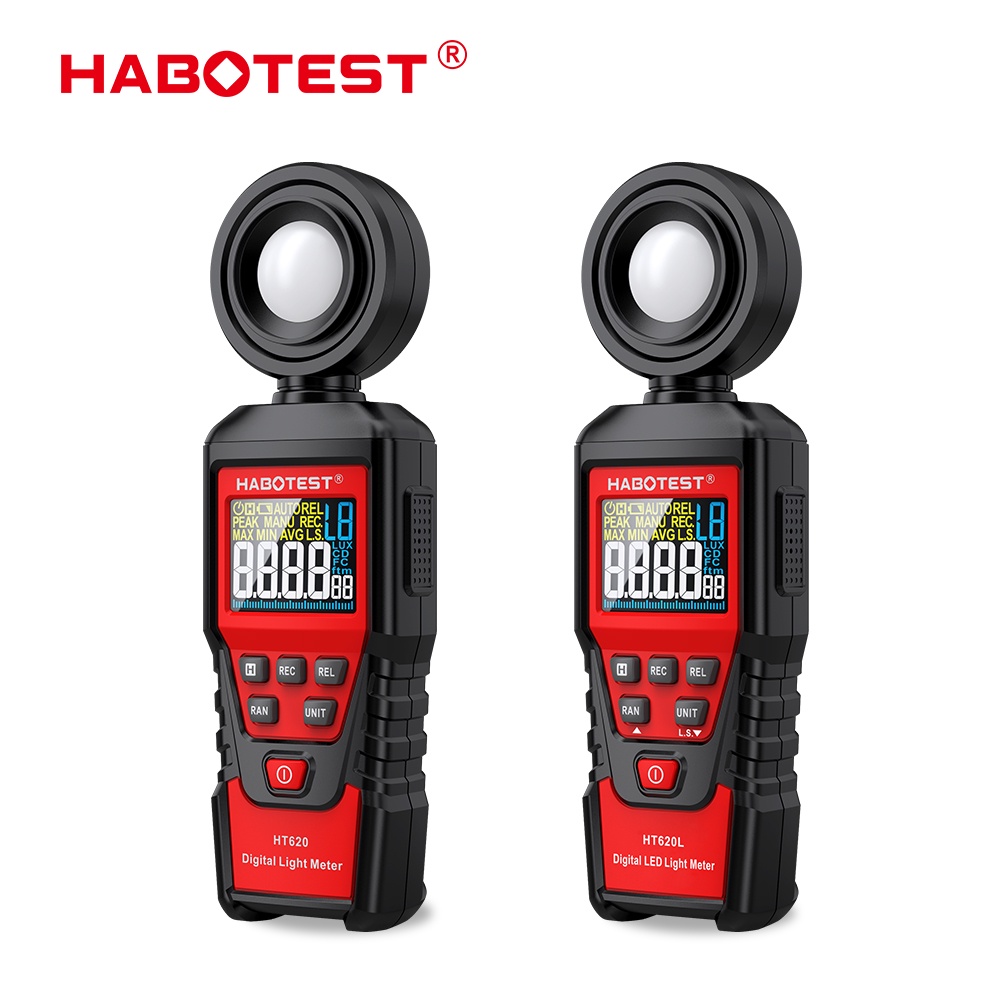 HABOTEST HT620 HT620L Máy Đo Ánh Sáng Kỹ Thuật Số 200000Đồng Hồ Đo Nhiệt Độ Và Độ Chính Xác Cao LED Kỹ Thuật Số Lux