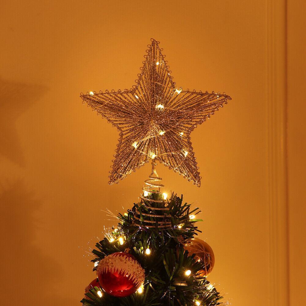Eutus cây thông noel top star family christmas tree crafts pentagram led light-emitting star tree
