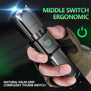 Đèn pin phóng to thu phóng đèn pin mạnh đèn rọi nhỏ gọn sạc usb đèn chiếu sáng ngoài trời chiếu xa zaran