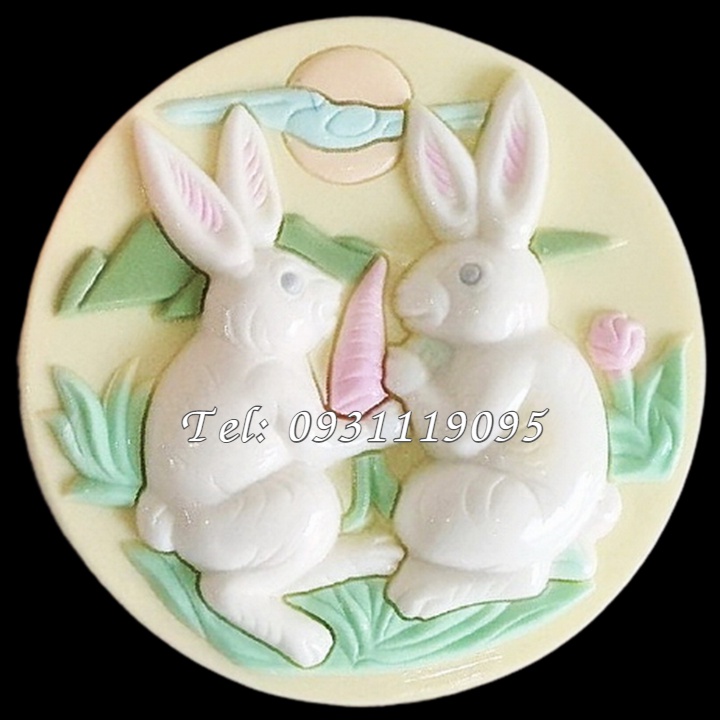 Khuôn rau câu sinh nhật Thỏ con - Khuôn hình tròn loại 20 cm - Mã số 1374
