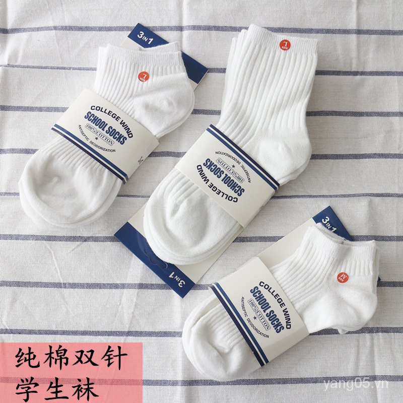 Hàng Có Sẵn Hàng Mới Về Đầm Phong Cách Mới#Vớ Cotton Thể Thao Màu Trắng Cổ Vừa Thời Trang Xuân Thu Cho Bé Trai Và Gái 12 / 9xx