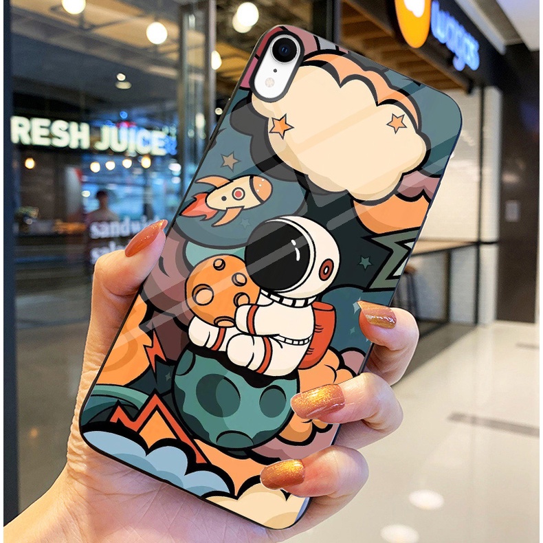 Ốp Lưng IPHONE XR Ốp kính bóng cao cấp Phi Hành Gia