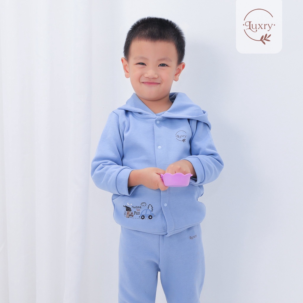 Áo khoác nắng họa tiết ô tô đáng yêu thương hiệu Luxry chất vải sợi tre pha cotton cho bé từ 9 tháng đến 6 tuổi