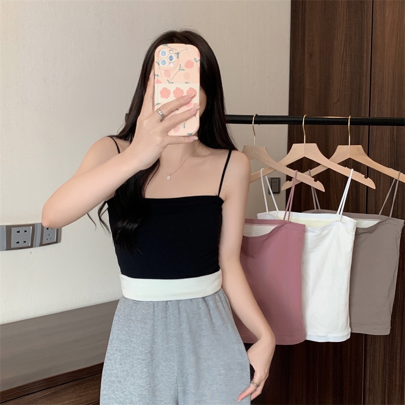 NRVP Áo Tank Top Đơn Co Giãn Phong Cách Hàn Quốc Mới Với Đệm Lót