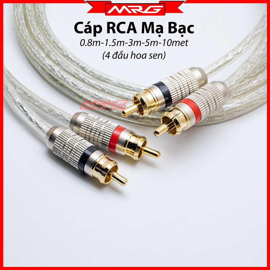 Cặp Dây AV Hoa Sen Mạ Bạc dài 0.8m-1.5m-3m-5m (RCA Cable).