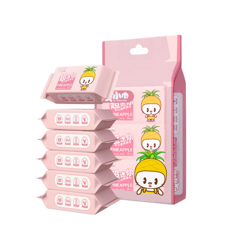 Khăn Giấy Ướt Mini Bỏ Túi Dễ Thương Túi 8 Gói Tiện Lợi RIEM