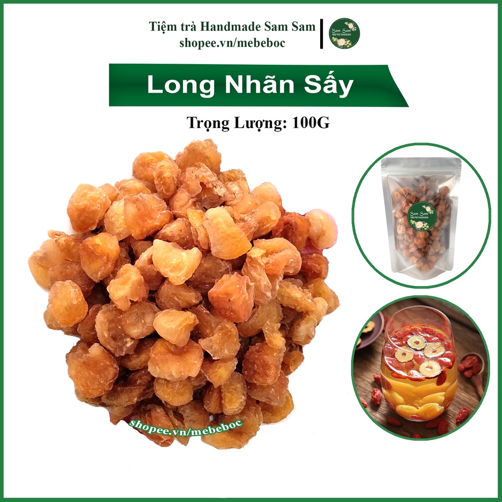 Long nhãn sấy khô Hưng Yên, nhãn nhục loại 1 dùng trong phà trà táo đỏ long nhãn kỷ tử - 100gr Sam Sam