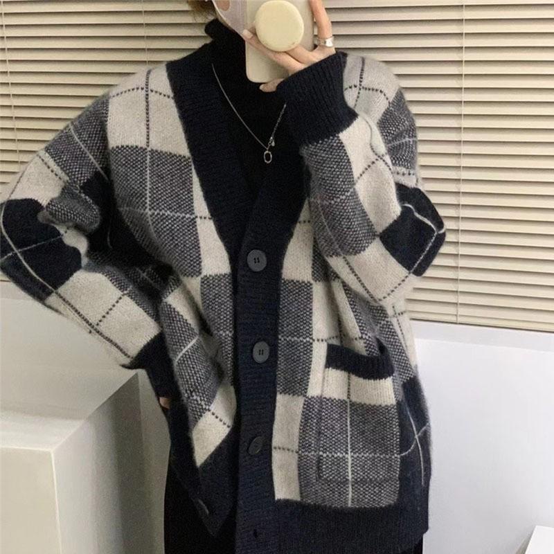 VN1002 Áo khoác cardigan len nữ chất dày form trùm mông dễ phối đồ hàng Quảng Châu có sẵn
