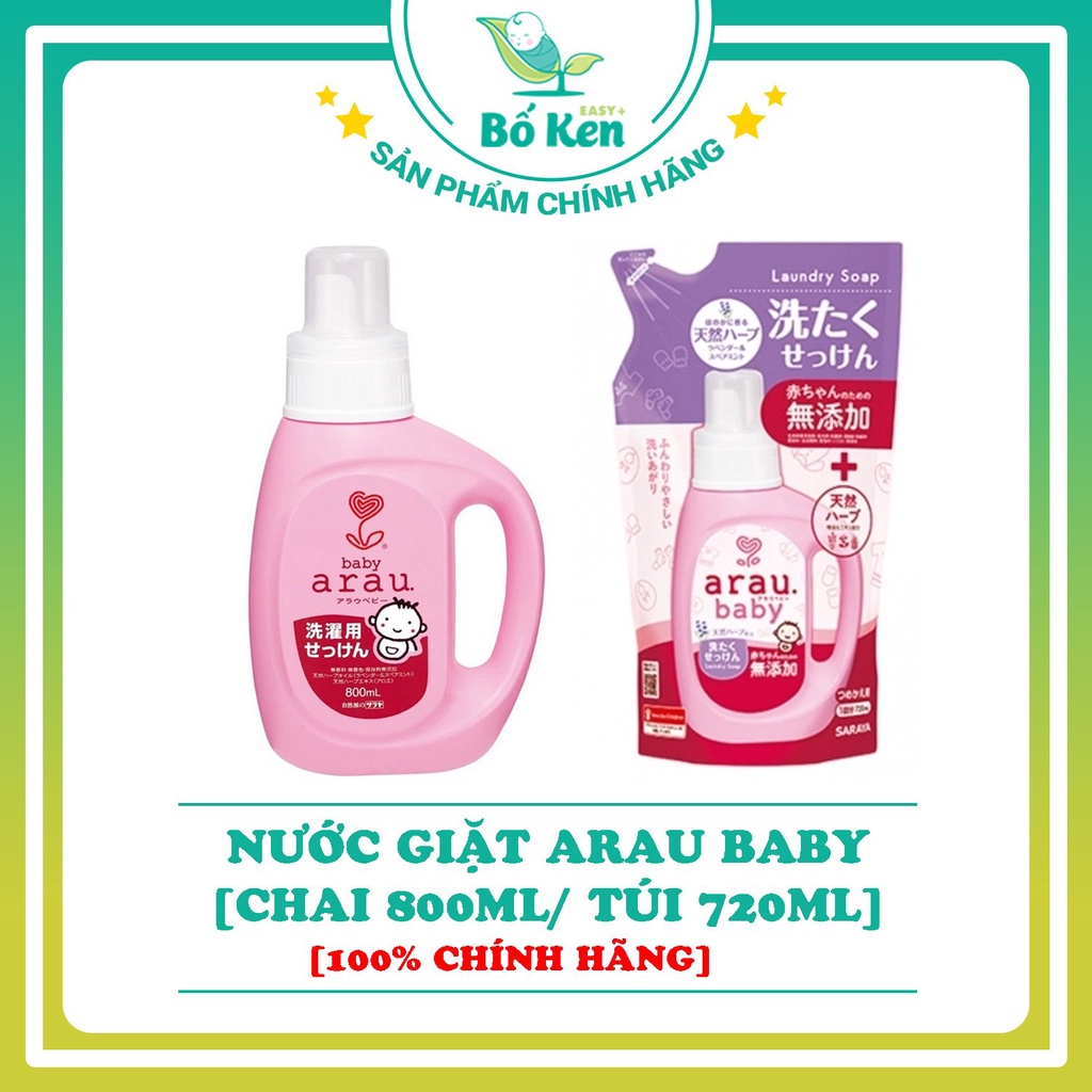 Shop Bố Ken - Nước Giặt Arau Baby 100% Chính Hãng Chai 800ml Túi 720ml