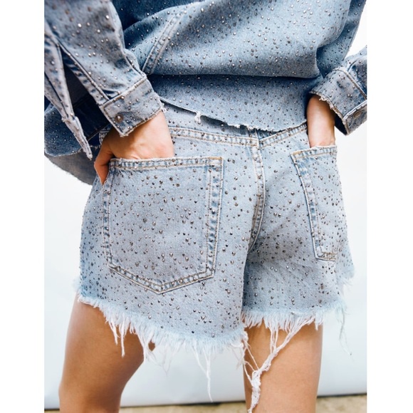 Quần denim đính hạt ZARA AUTH