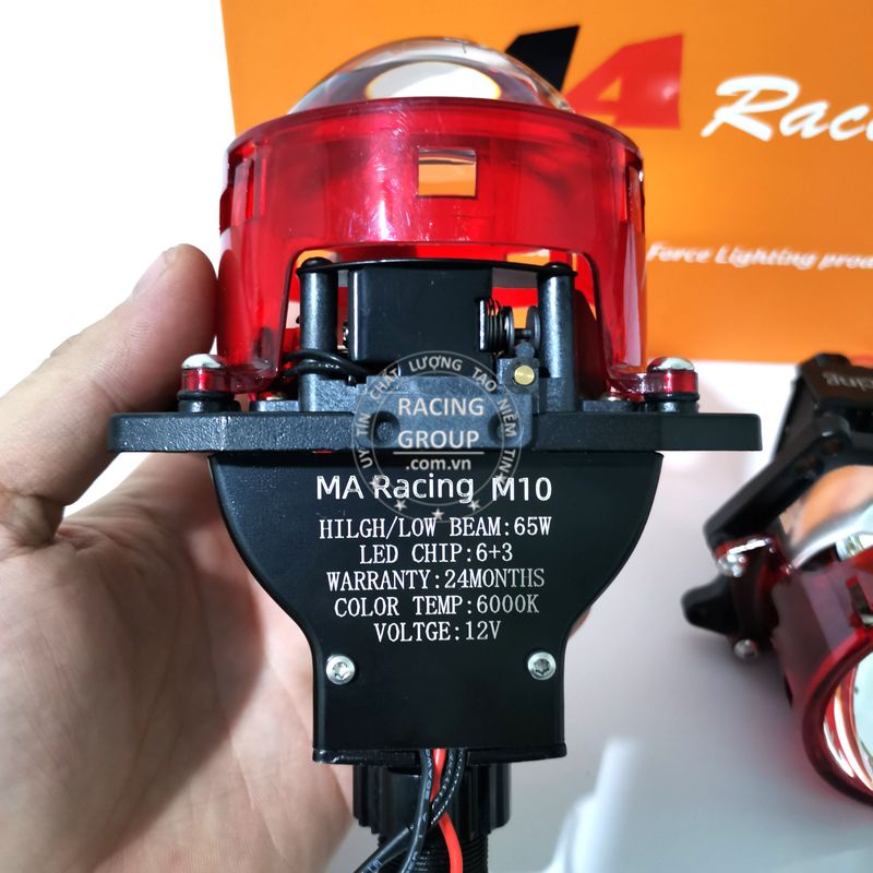 Đèn pha bi cầu titan black Ma Racing M10 Light Smart 65W siêu sáng dùng cho Ex 150, 135, 155, Winner X, Wave,....
