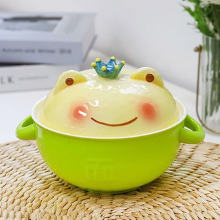 🔥🔥🔥Nồi, Bát Úp Mì Bằng Sứ Cao Cấp Có Nắp Hình Ếch Dễ Thương, Tô Sứ Ủ Mì