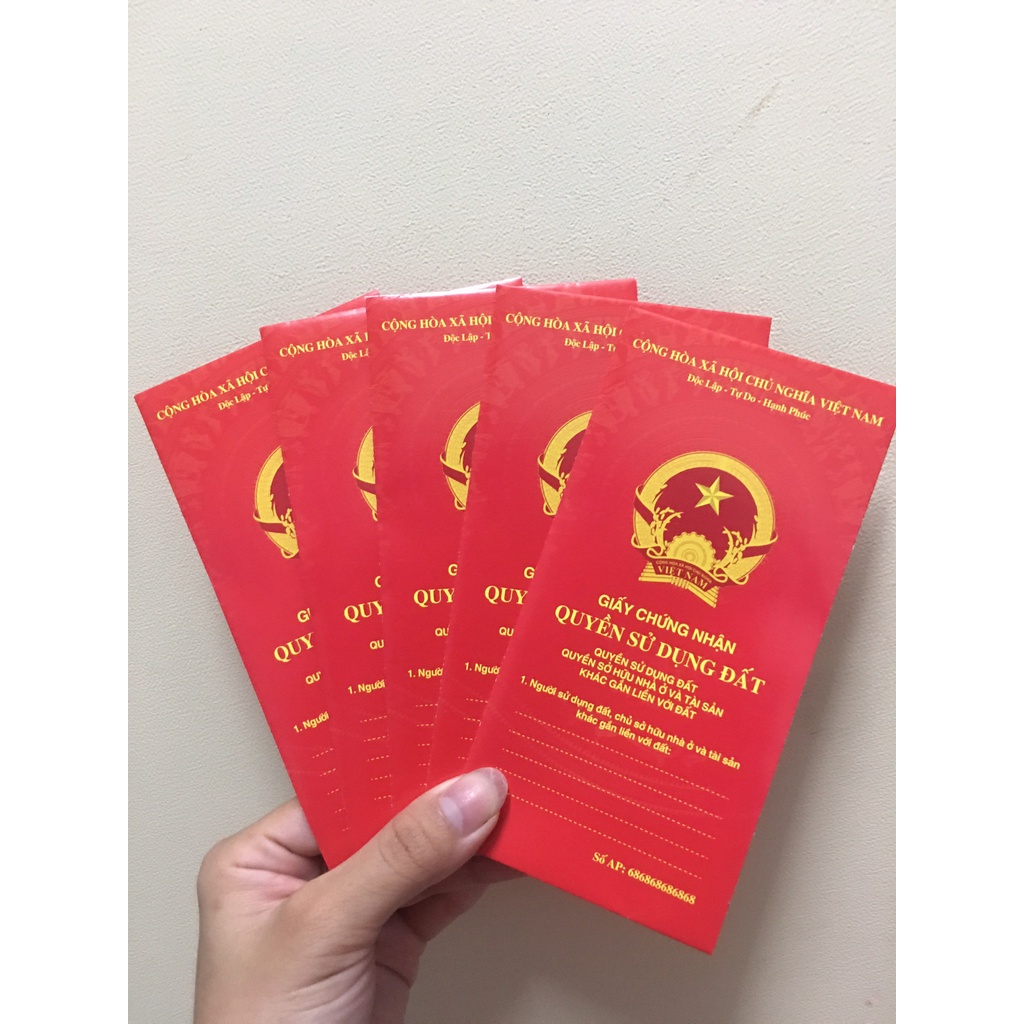 Set 50 bao lì xì sổ đỏ sổ hồng bao lì xì năm mới
