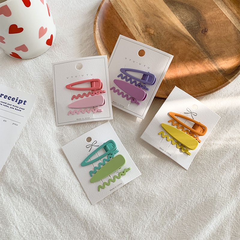 Set Kẹp Tóc Bốn Mảnh Màu Kẹo Ngọt Phong Cách Nhật Bản Dễ Thương Cho Nữ