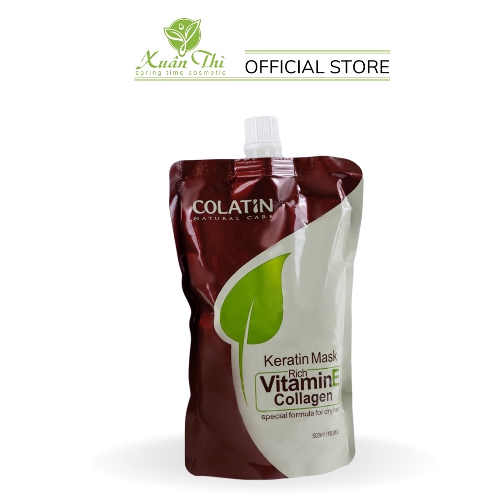 Kem ủ tóc keratin, hấp tóc phục hồi hư tổn, collagen dưỡng siêu mượt COLATIN Keratin Vitamin E 500ml - Mỹ phẩm Xuân Thì