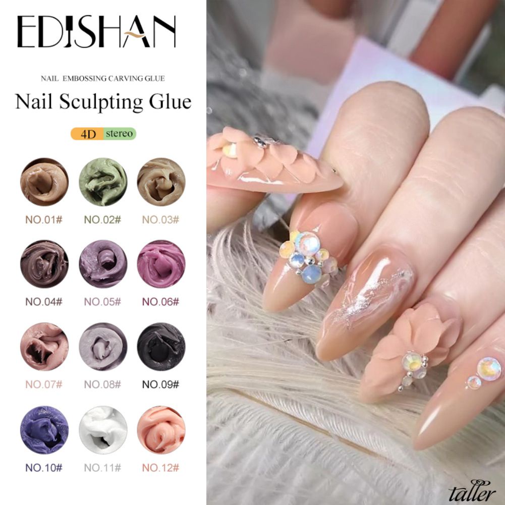 ✧Ready Stcok Edishan Keo Khắc Móng 12 Màu Gel Giảm Đau Bằng Nhựa 4d Ba Chiều Gel Uv Trị Liệu Ánh Sáng Sơn Móng Tay Nghệ Thuật Đặc Biệt Cho Tiệm Làm Móng Cao Hơn
