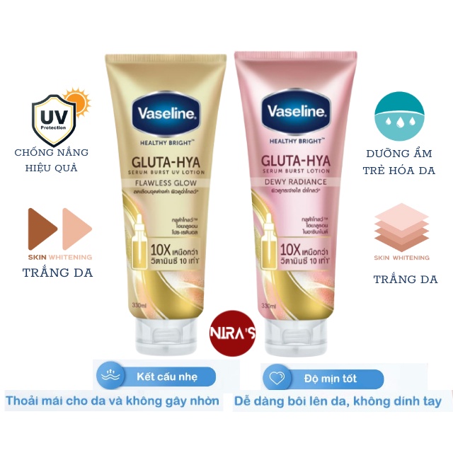 Dưỡng thể Vaseline Healthy Bright Gluta HYA Serum Burst Lotion 10X Thái Lan