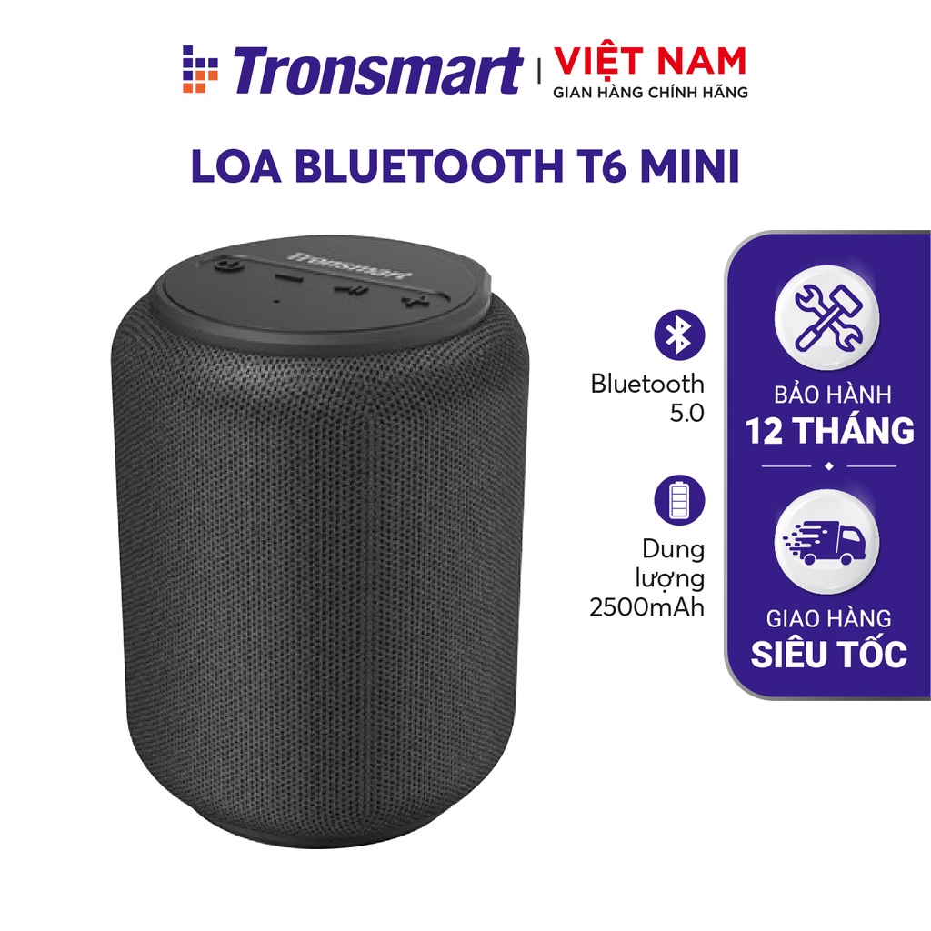 Loa Bluetooth 5.0 Tronsmart Element T6 Mini - Kháng nước IPX6 15W - Hàng phân phối chính hãng - Bảo hành 12 tháng