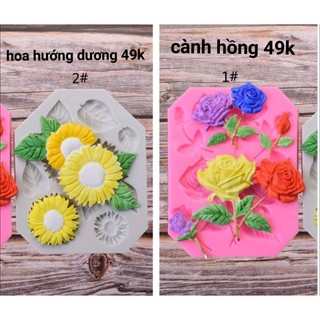 Vỉ khuôn silicon cành hồng , hoa hướng dương