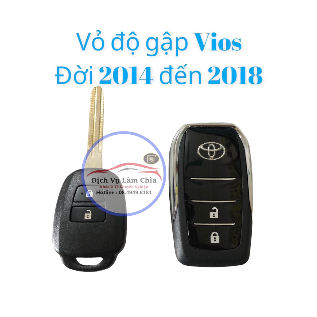 Vỏ Độ Gập Kiểu Dáng Thông Minh Dành Cho Xe Toyota Vios Đời 2014 Đến 2018, Hỗ Trợ Cắt Răng Chìa Khóa