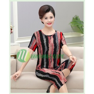 Bộ đồ trung niên nữ mặc nhà B60 - Đồ ngủ cho mẹ trung tuổi đẹp giá rẻ Quần áo kiểu thời trang mùa hè U40 U50 U60 Bigsize