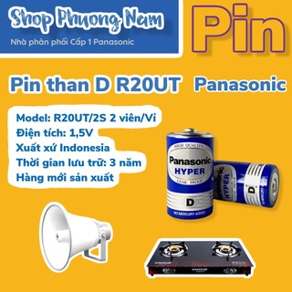 2 viên pin Đại D Panasonic R020UT, 1,5V, Indonesia (Vỉ)