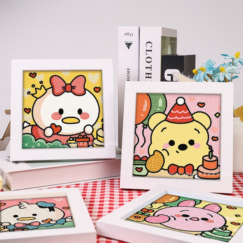 DISNEY Bộ Tranh Đính Đá Tự Làm Hình Gấu Winnie Hoạt Hình Cho Bé