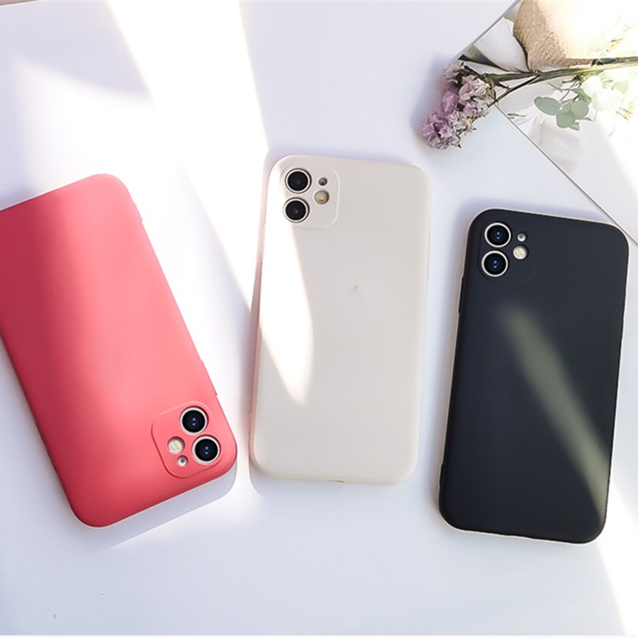 ốp lưng chất liệu mịn che camera viền vuông Cho iPhone 11 Pro Xs Max X Xr 7 8 6 6s Plus SE 2020 SE2 4G 5G 2021