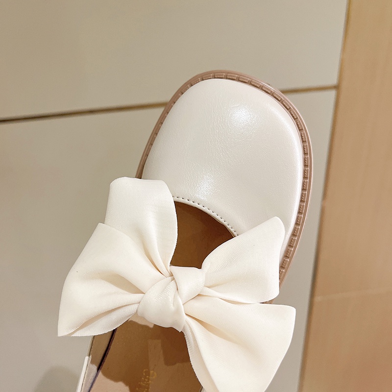 Giày Da Thắt Nơ Phong Cách retro Đơn Giản Ngọt Ngào Cho Nữ