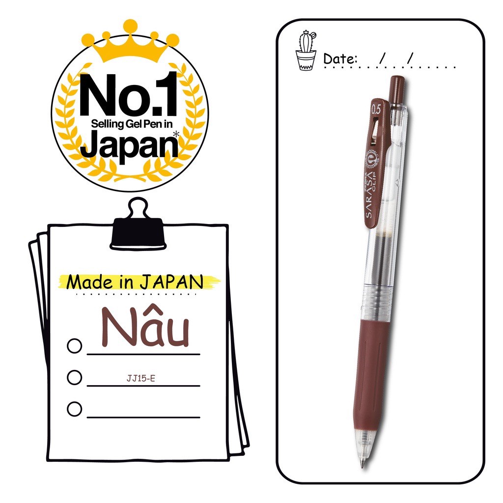 Bút Zebra Sarasa Clip Gel Pen JJ15 0.5mm [Chính Hãng]