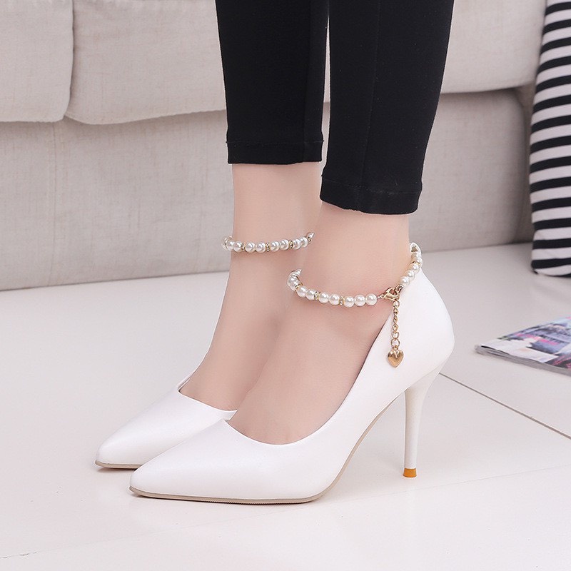 Giày cao gót mũi nhọn bigsize gót nhọn 7p quai vòng ngọc sang trọng dáng công sở
