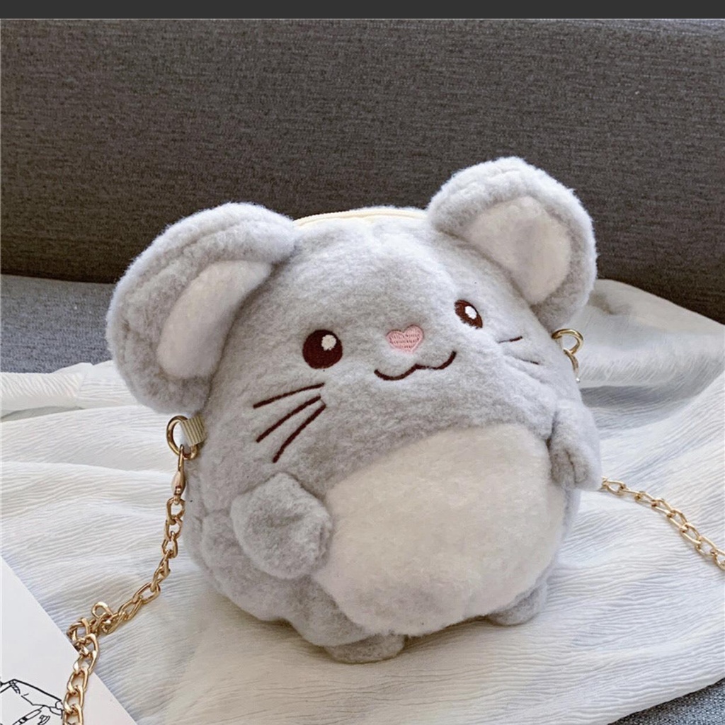 Túi Đeo Chéo Gấu Bông Hình Con Chuột Dây Xích - Túi Đeo Vai Xinh Xắn