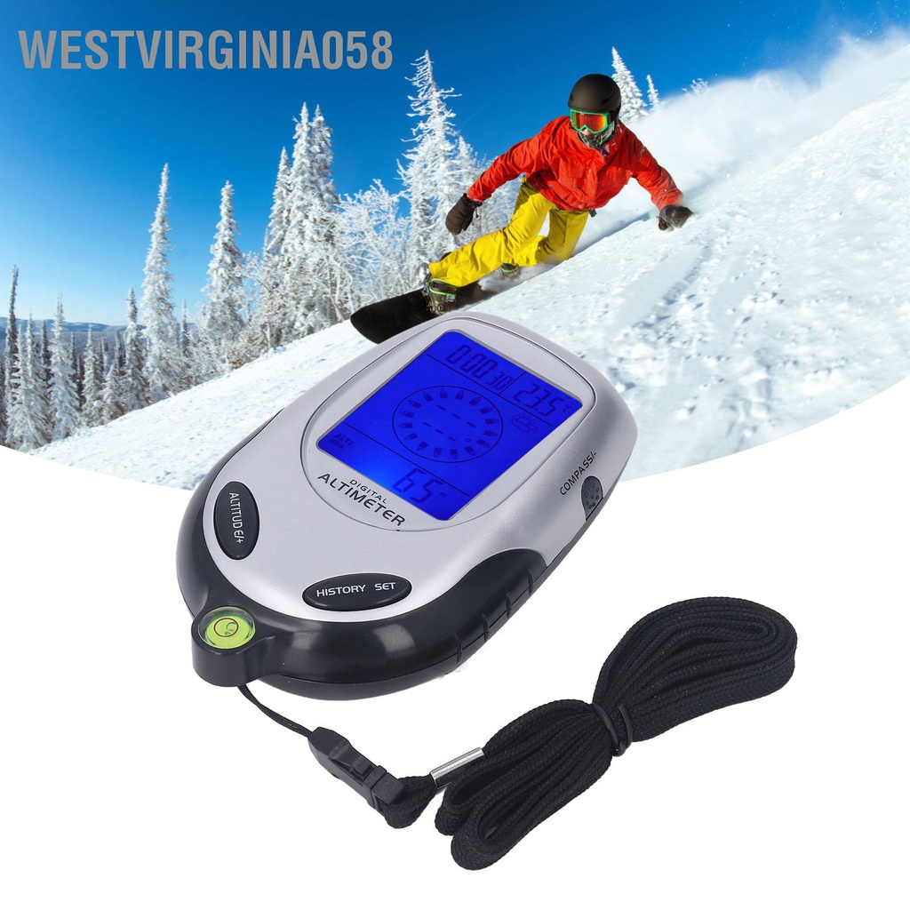 6 in 1 Altimeter Barometer Digital Display Multifunctional Thermometer Clock for Outdoor