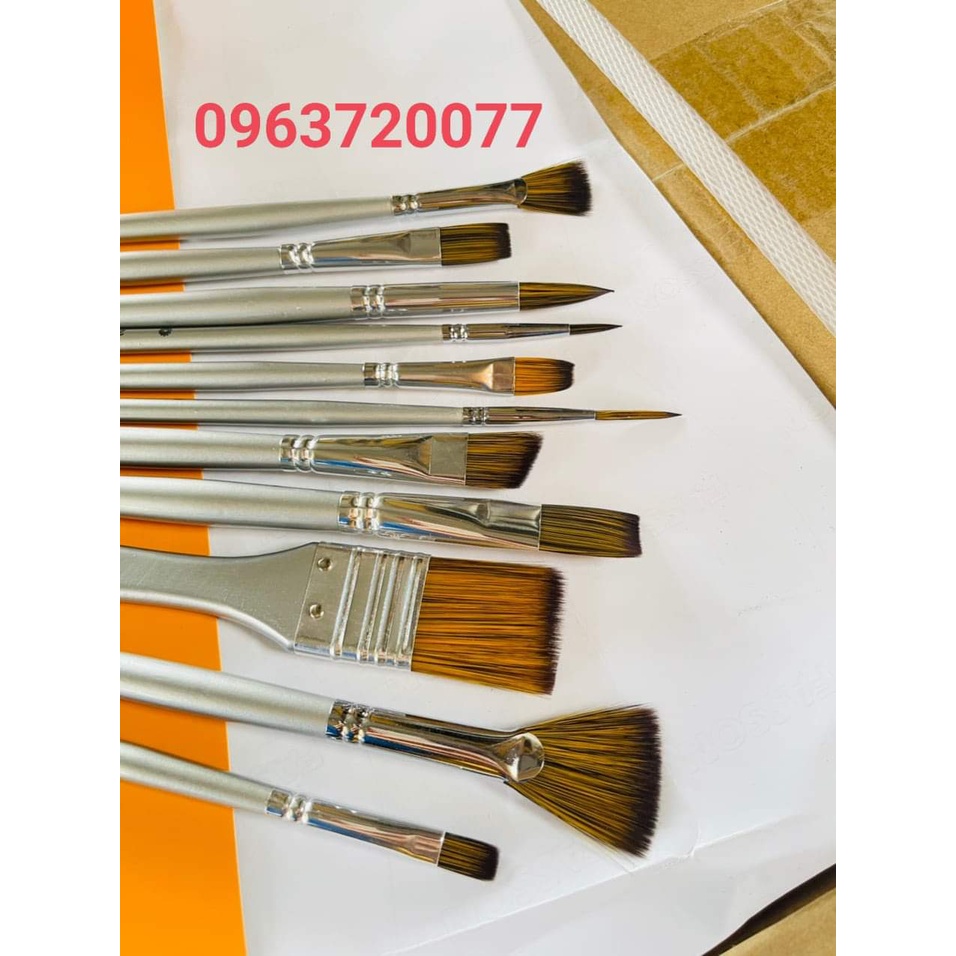 Cọ vẽ acrylic, mầu nước, sơn dầu ( Bộ tổng Hợp sunway 11 cây loại tốt)