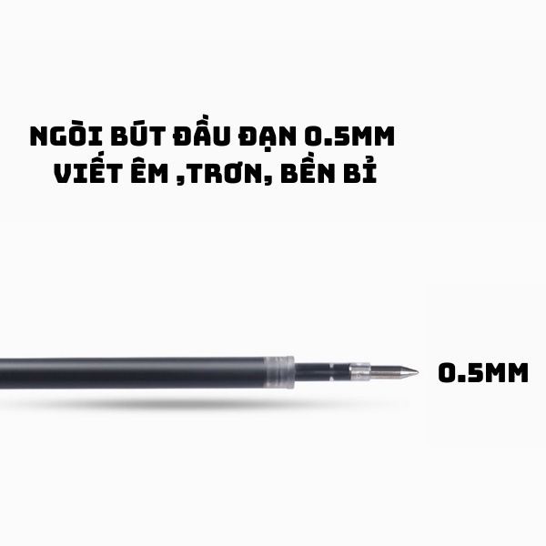 Bút Bi Mực Gel Muji Thân Mờ Ngòi 0.5mm 3 Màu Xanh Đen Đỏ Viết Trơn Ra Đều Bấm Nút | Yala