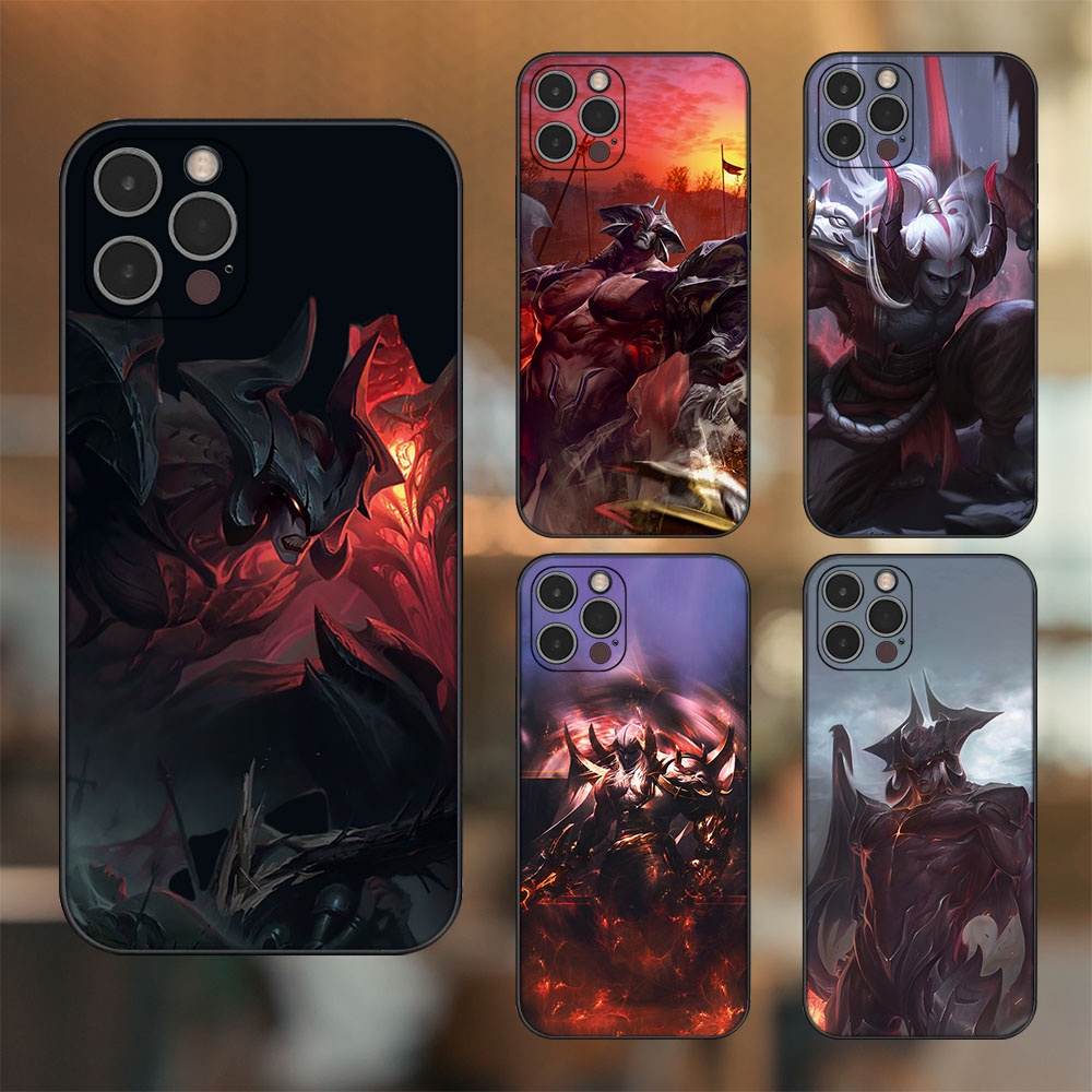 Ốp lưng iPhone 12 Pro dẻo đen cạnh vuông in hình Aatrox Liên Minh Huyền Thoại