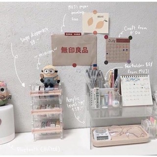 Khay Hộp Nhựa Đựng Giữ Và Cắt Băng Dính Washi Tape Gồm 2 Lưỡi Dao Có Chân Ghép Thành Tầng