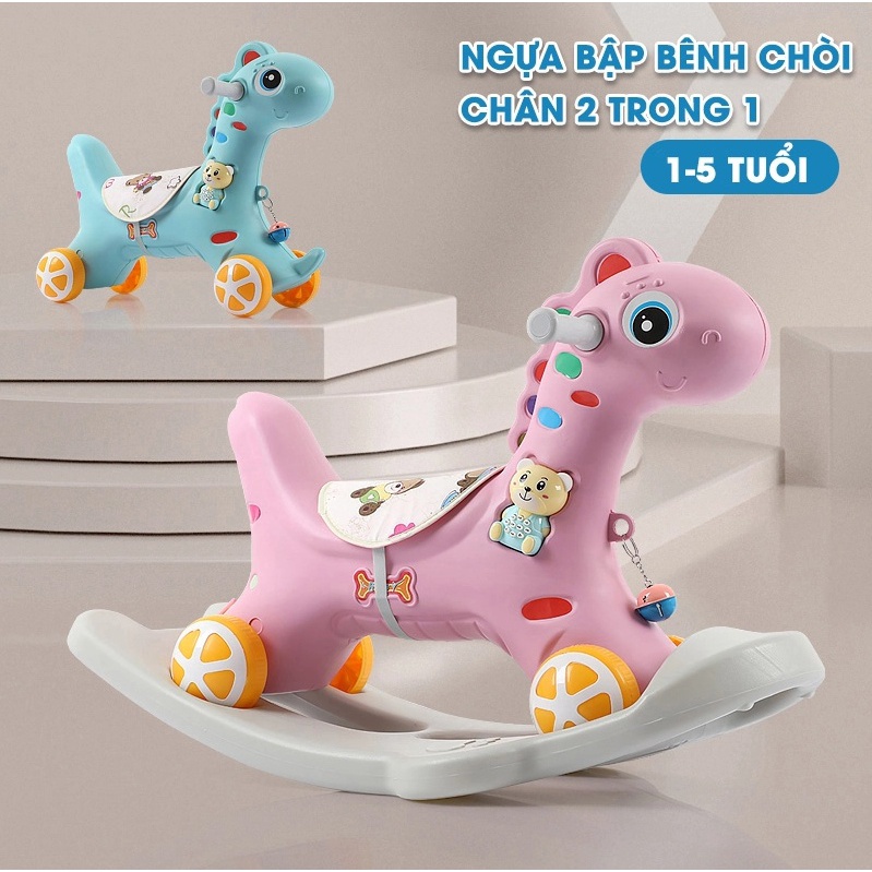 Ngựa Bập Bênh Cho Bé Yêu, Xe Chòi Chân 2 in 1 Có Nhạc Siêu Dễ Thương ( Hàng Đẹp)