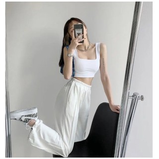Áo croptop nữ hai dây bản to cổ vuông - elleni