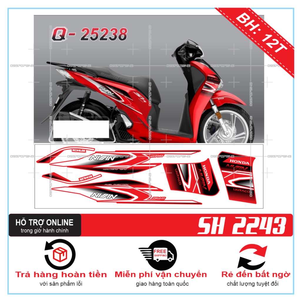 TEM RỜI SH 2019 DÁN XE ĐỎ - BI DECAL