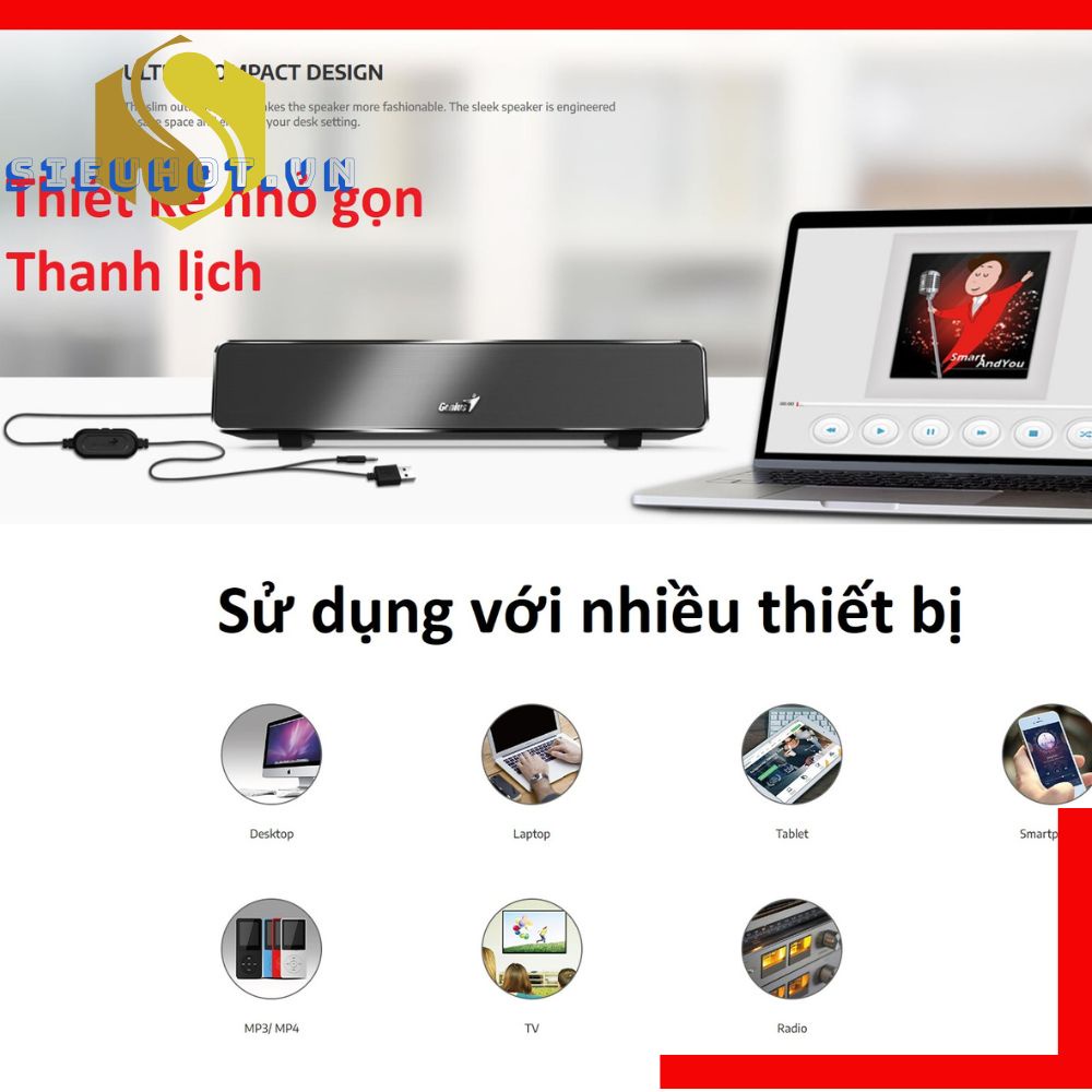 Loa thanh có dây máy vi tính GENIUS SOUNDBAR 100 loa nghe nhạc nghe nhạc để bàn chính hãng