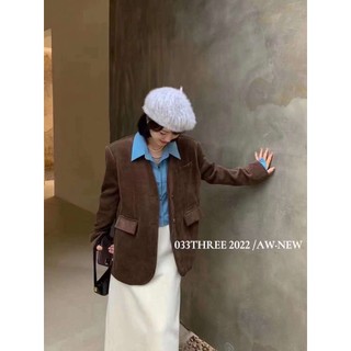 Áo khoác blazer cổ v tay dài 2 túi nắp dáng basic
