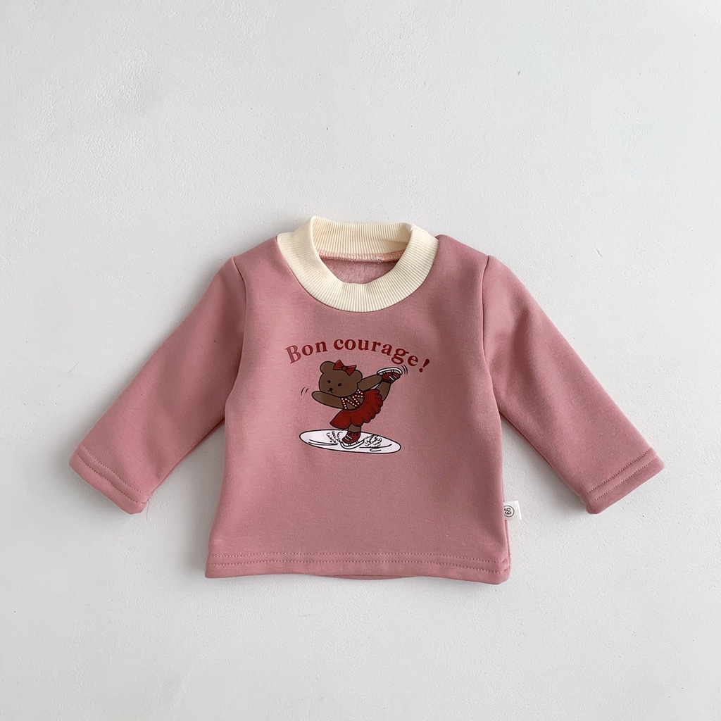 Áo Sweater Tay Dài In Hình Gấu Hoạt Hình Dày Dặn Mềm Mại Thời Trang Mùa Đông Cho Bé Trai Và Gái