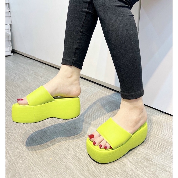 Dép xuồng 7cm quai ngang da trơn đế răng cưa nhiều màu xinh xắn êm chân hàng fullbox xịn đẹp Letty