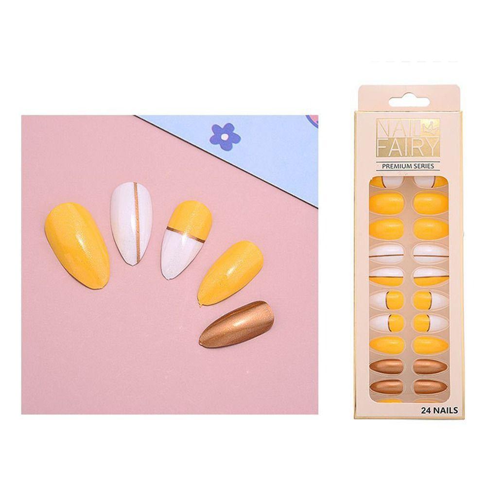 MIHAN1 Bộ 24 Móng Tay Giả Che Phủ Toàn Diện Họa Tiết Hoa Hồng Xinh Xắn MIHAN1