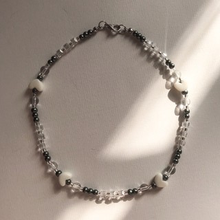 𝐓𝐇𝐄𝐎 - Dây Chuyền Choker Pha Lê Hạt Trai Xám