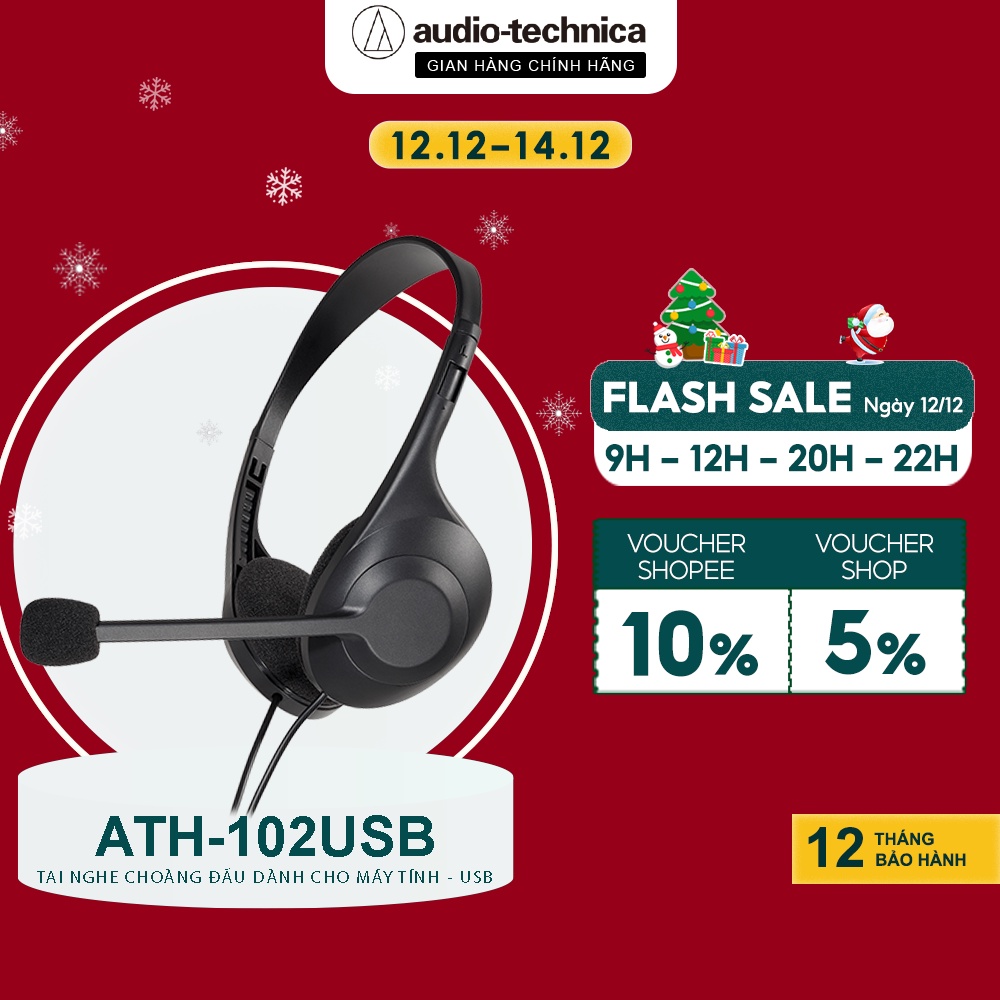 Tai Nghe Audio Technica ATH-102 USB Thiết Kế Chống Vi Khuẩn Micro Tích Hợp Chống Ồn - Hàng Chính Hãng