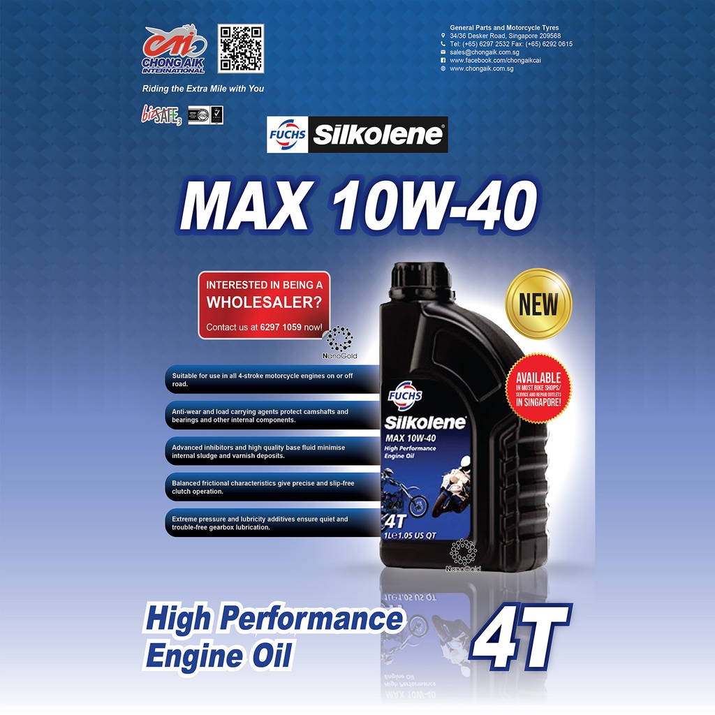 Nhớt Fuchs Silkolene MAX 10w40 . Nhớt Xe Máy Xe Số Côn Tay Cao Cấp Từ Đức Ecoboss