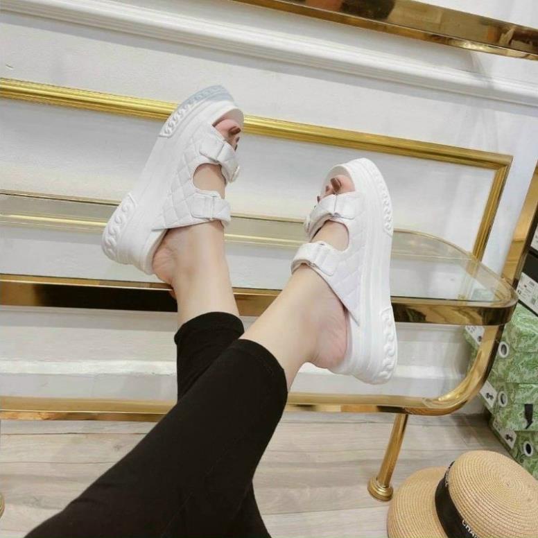 Dép nữ 2 quai ngang dán độn đế 7cm hack dáng siêu nhẹ