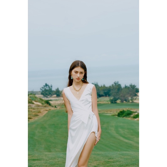 NUDIEYE - Đầm Jocelyn Asymmetric Drape Dress With Bow Detail